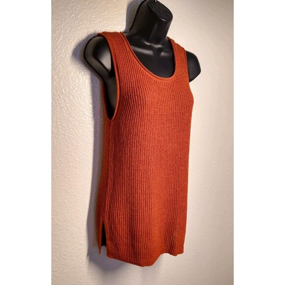 Marled Reunited Clothing Women's Knit Tank Top Size L Ribbed Red Orange - Picture 2 of 11